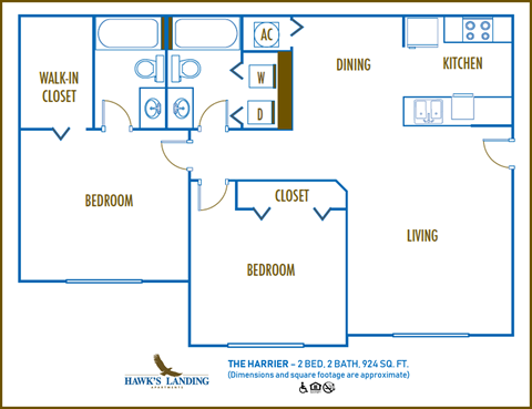 Two bedroom floor plan Hawks Landing in Fort Myers Florida